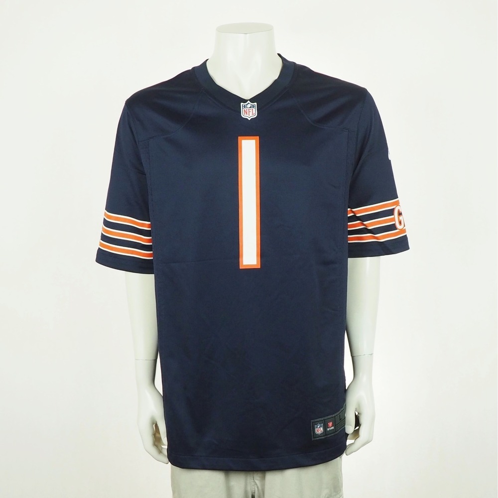 Nike Chicago Bears Justin Fields On Field Jersey Mens Large Blue #1 NFL Players